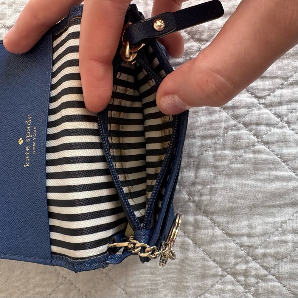 Kate Spade Midnight Blue Clutch with Gold Accents - Picture 10 of 11